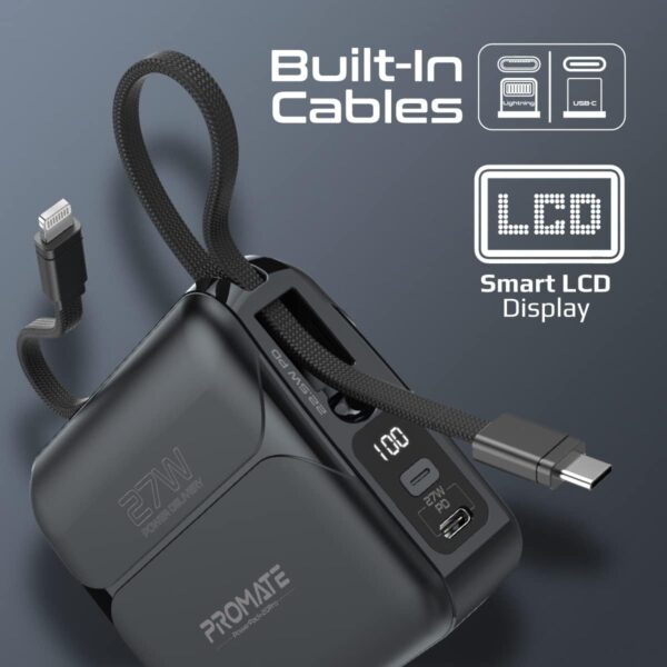 Promate PowerPack-20Pro 20000mAh Built-in Cables - Image 4
